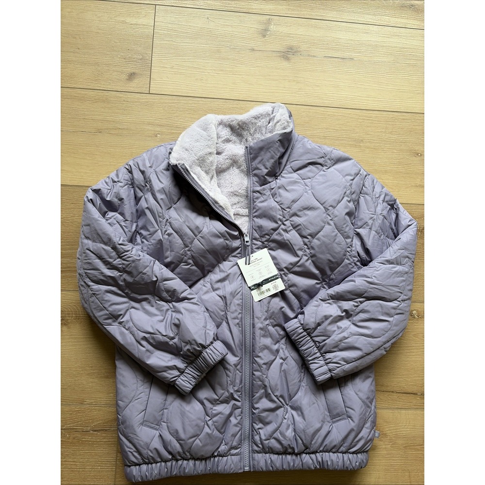 Athleta Girl XXL 16 All Time Reversible Jacket Coat Fuzzy Fleece Purple Winter